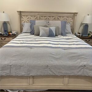 Nautica Blue and White Striped Comforter Set with Accent Pillows
